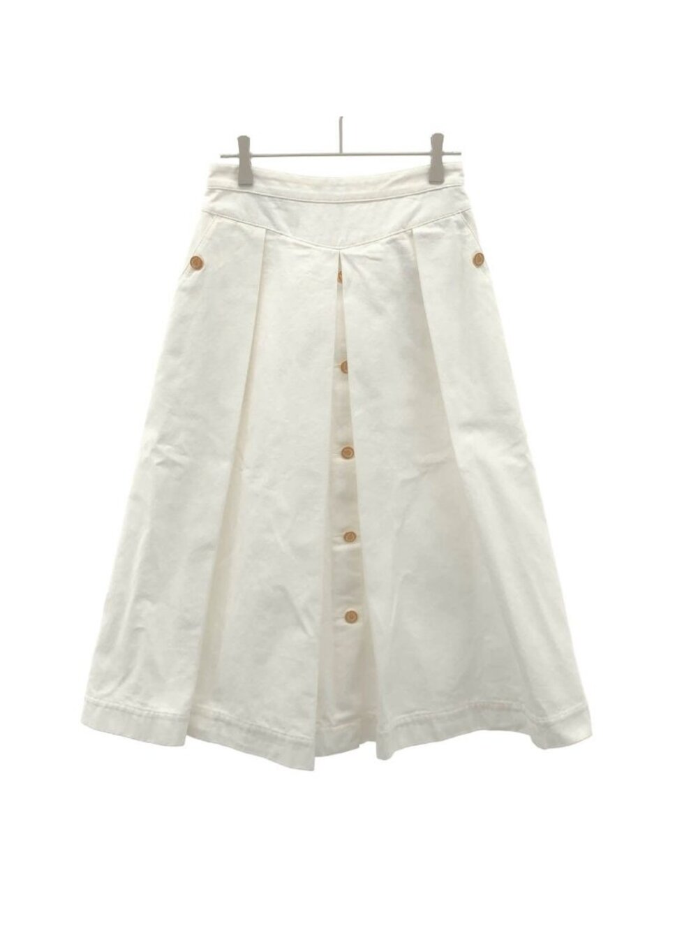 Gucci Cotton Canvas Pleated Midi Skirt White 38